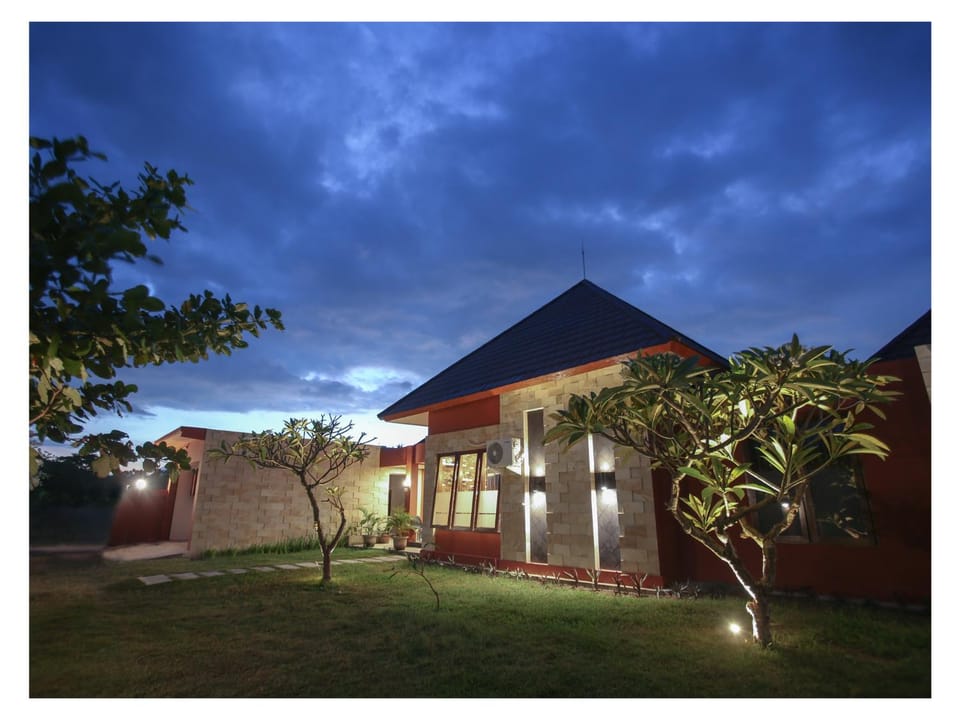 Property building, Night, Garden, Garden view