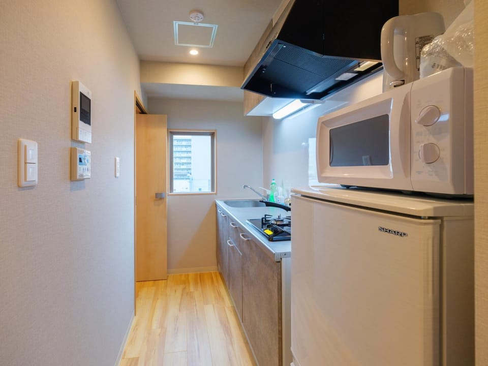 Kitchen or kitchenette, minibar, stove