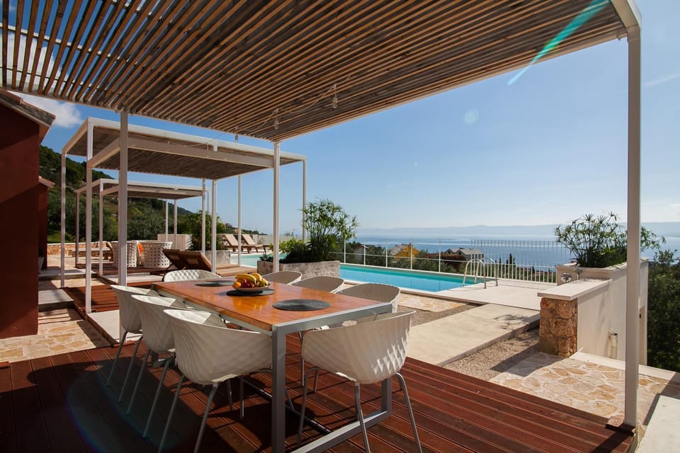 Day, Dining area, Pool view, Sea view, Swimming pool, sunbed