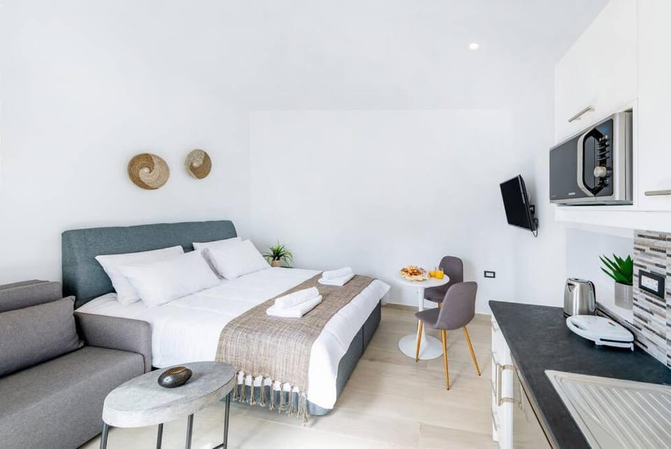 Bed, TV and multimedia, Kitchen or kitchenette, Seating area, Bedroom