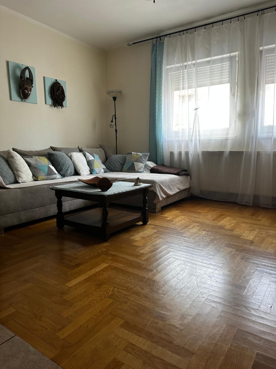 Bed, Living room, Seating area