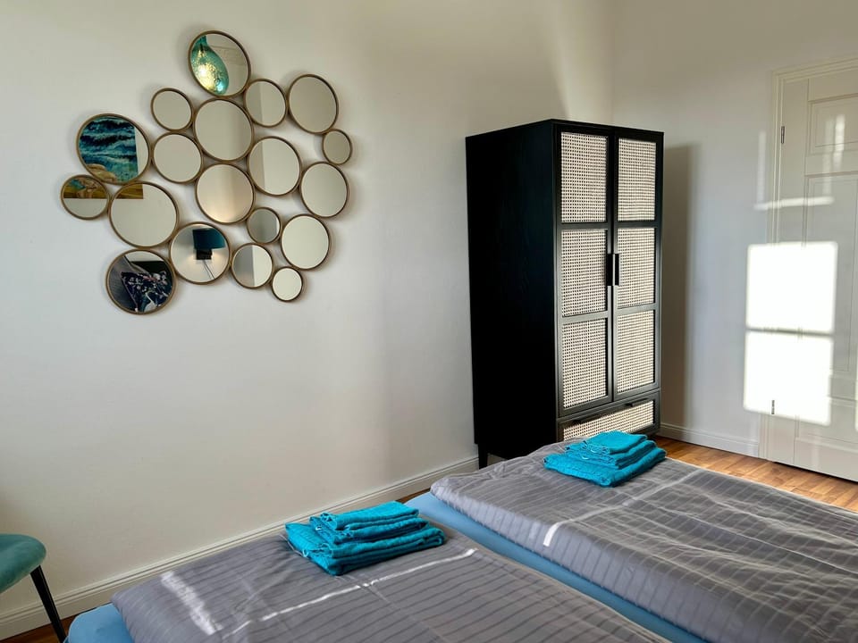 Bed, Photo of the whole room, Bedroom, towels, wardrobe