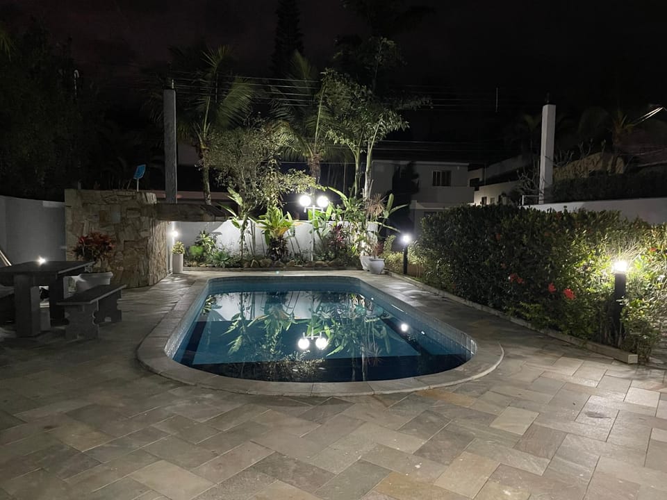 Night, Garden, Pool view, Swimming pool