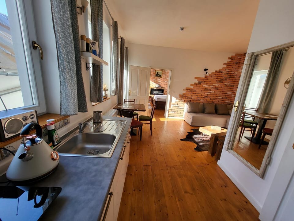 Bed, Kitchen or kitchenette, Living room