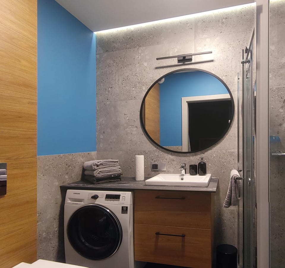 Bathroom, washing machine, dryer