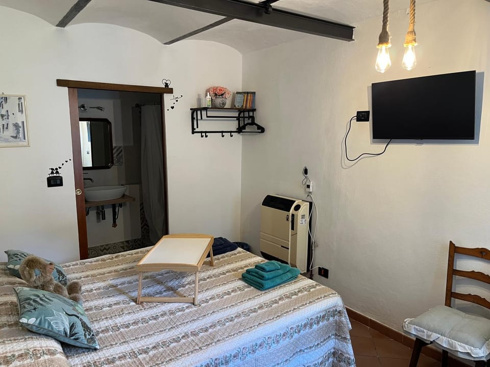 Bed, TV and multimedia, Photo of the whole room, Evening entertainment, Bedroom, towels