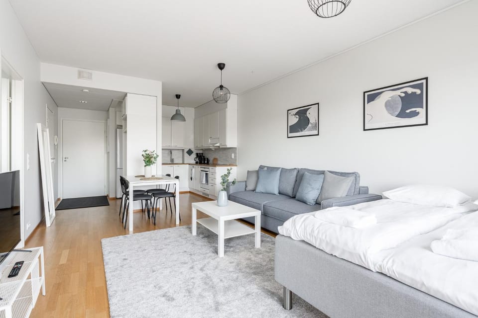 Kitchen or kitchenette, Living room, Seating area, Bedroom