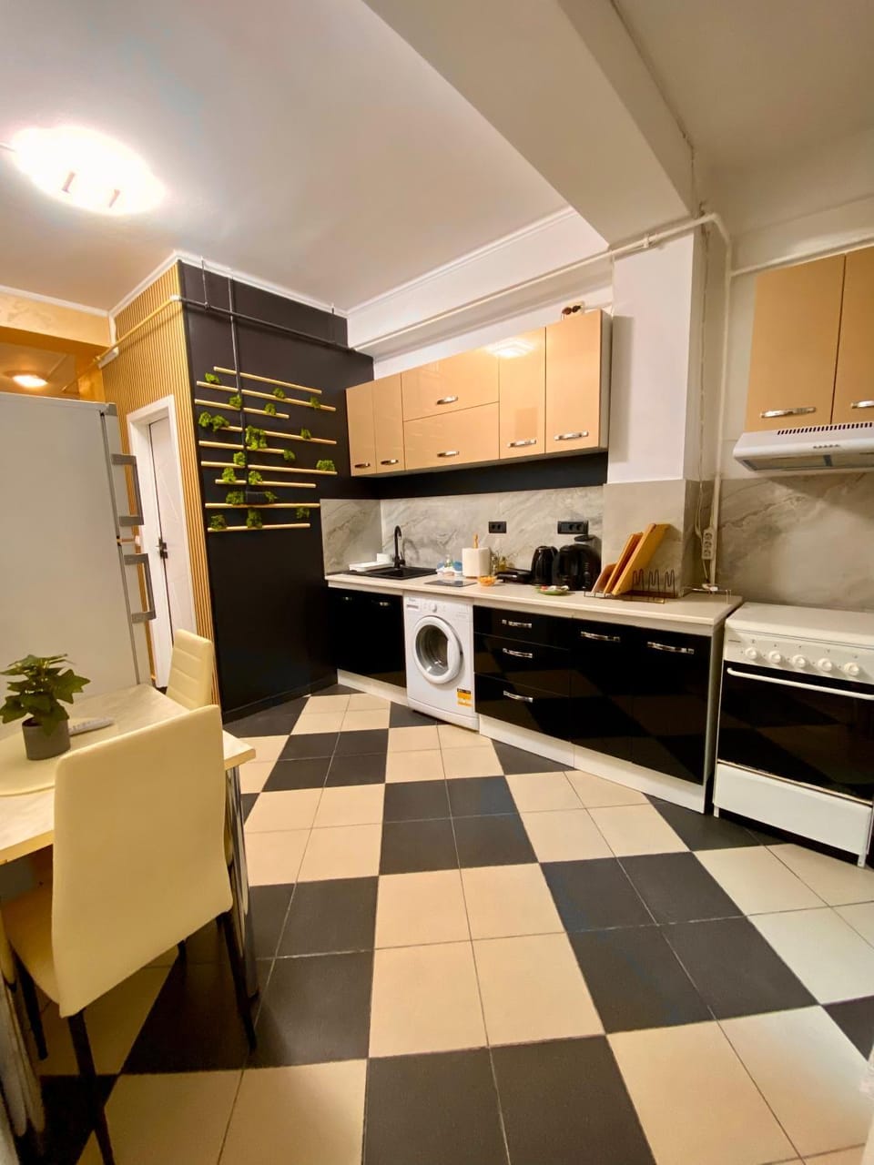 Kitchen or kitchenette, Dining area, pet friendly, stove, toaster, washing machine