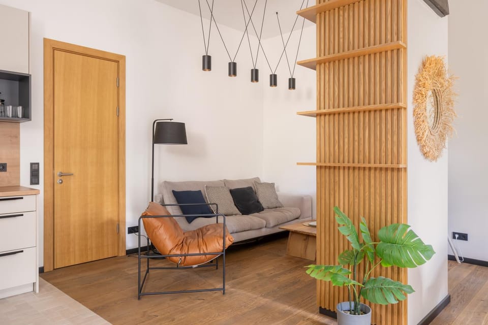 Kitchen or kitchenette, Living room, Seating area