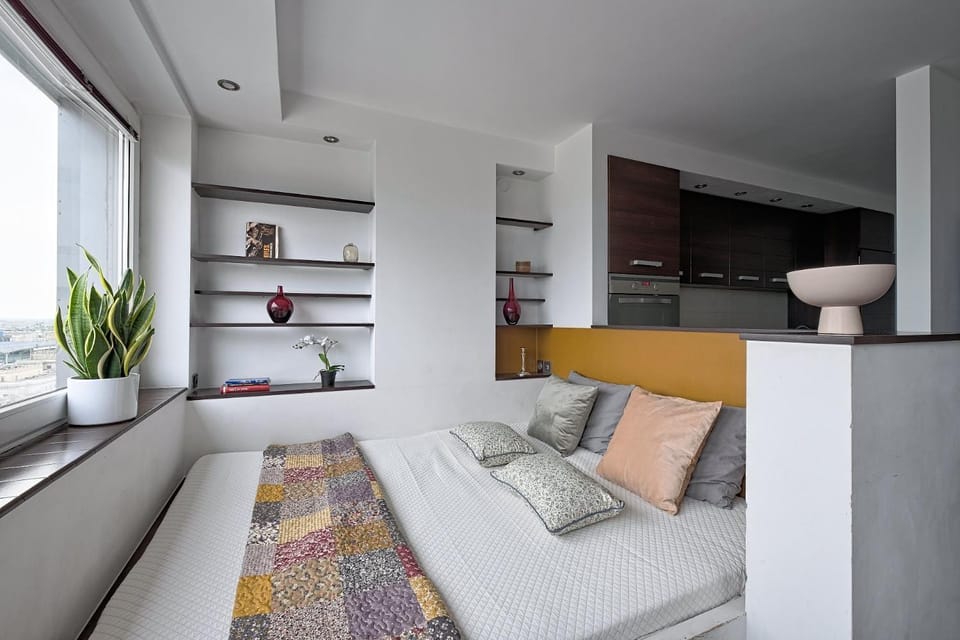 Bed, Kitchen or kitchenette, Photo of the whole room, Bedroom