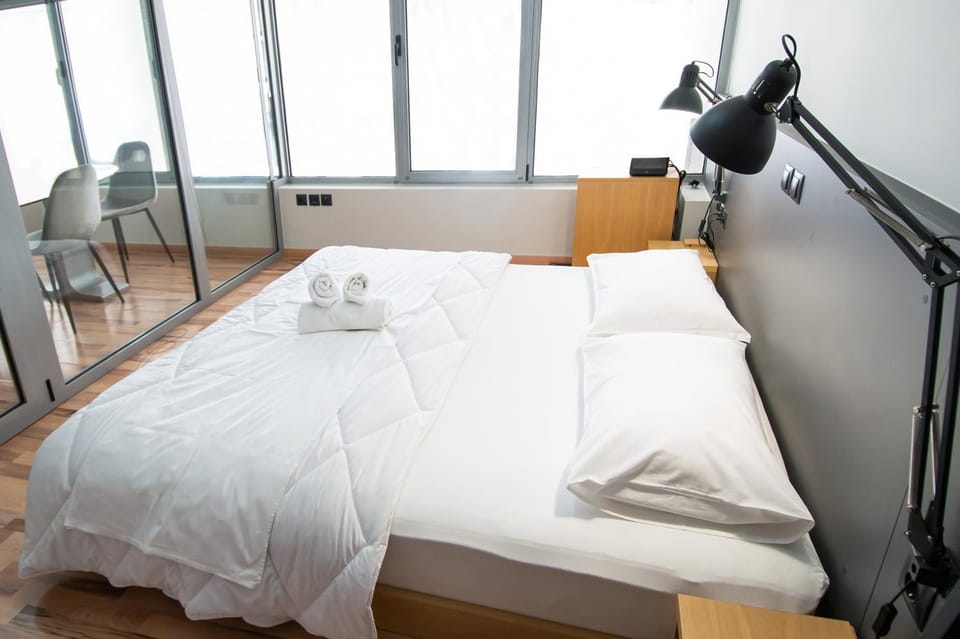 Bed, Bedroom, City view