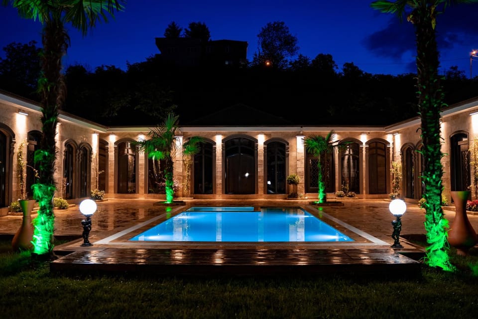Property building, Night, Garden view, Swimming pool