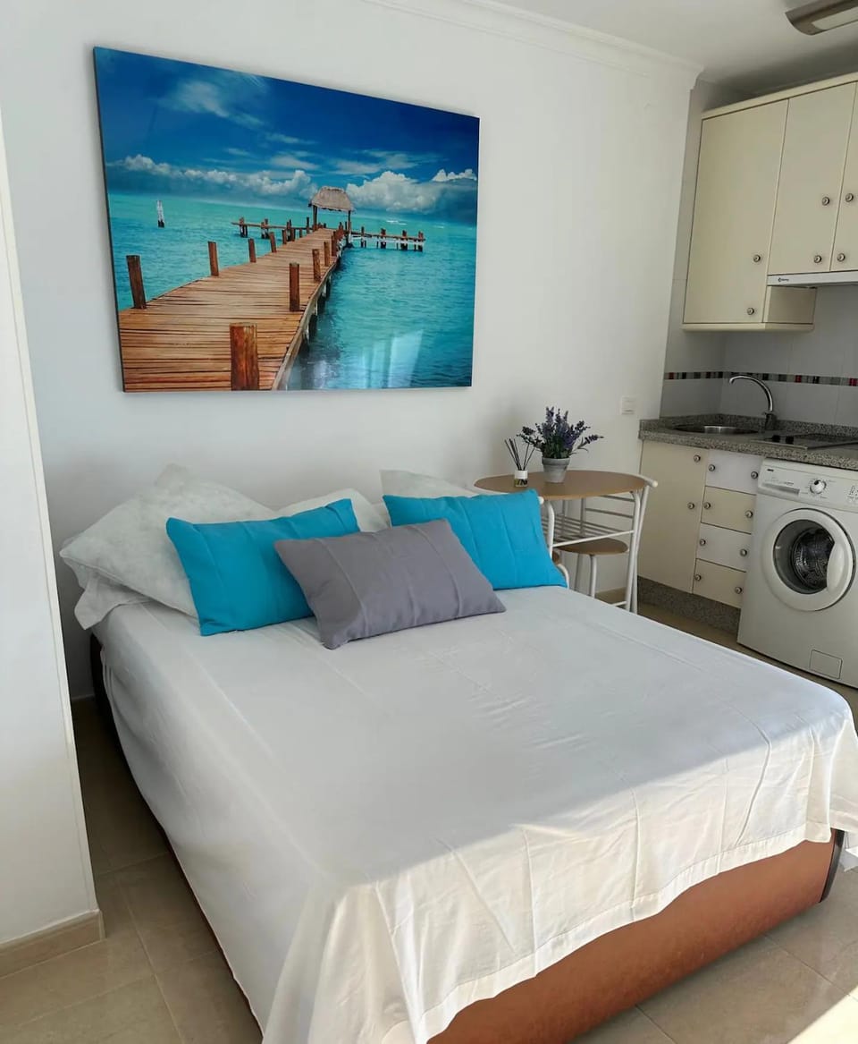 Bed, Kitchen or kitchenette, Photo of the whole room, Bedroom, washing machine