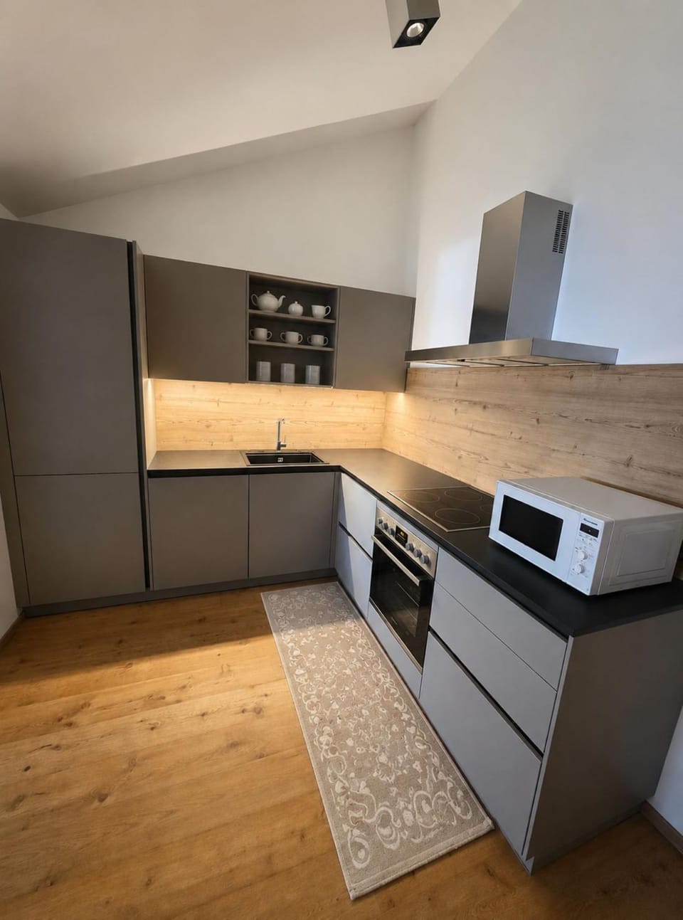 Kitchen or kitchenette, dishwasher, oven, stove