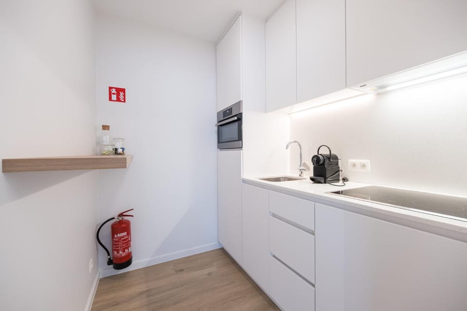 Kitchen or kitchenette, minibar, stove