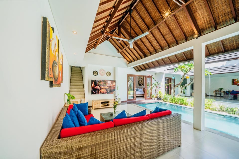 Property building, Living room, Swimming pool