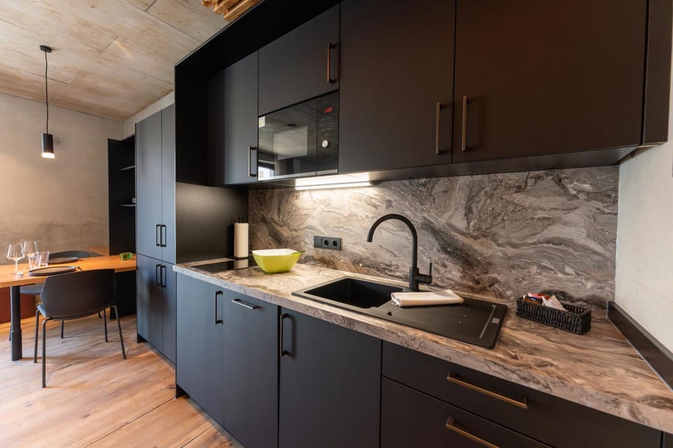 Kitchen or kitchenette, minibar, stove