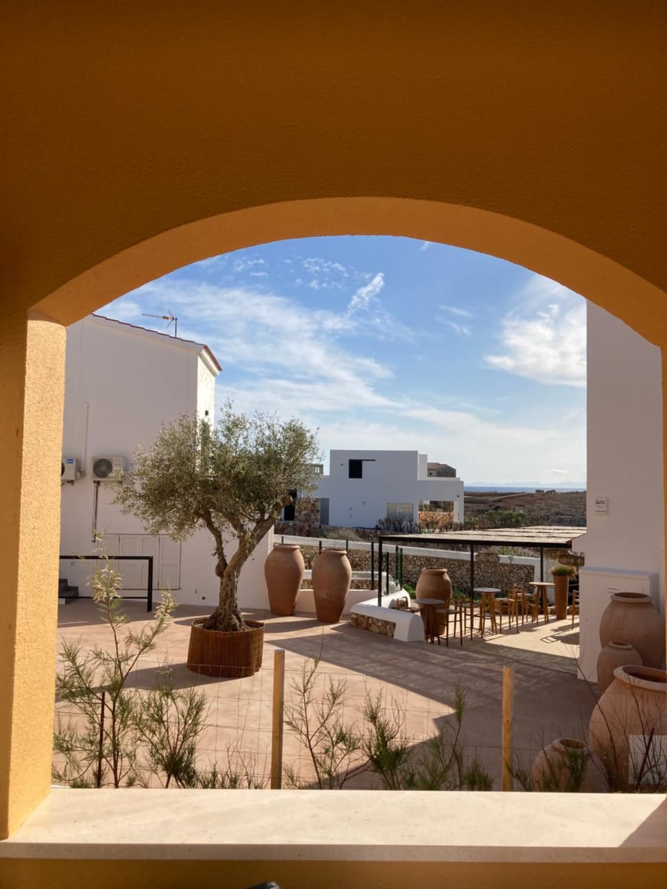 Property building, Patio, Natural landscape, View (from property/room), Seating area