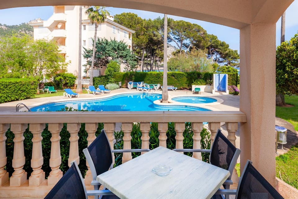 Property building, Living room, Swimming pool