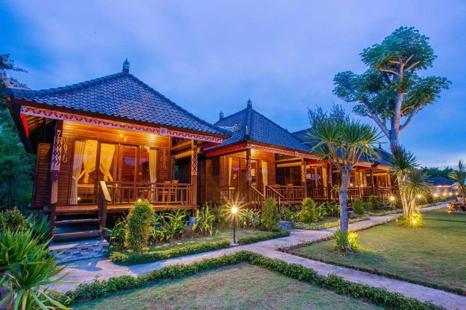 Property building, Night, Garden, Garden view