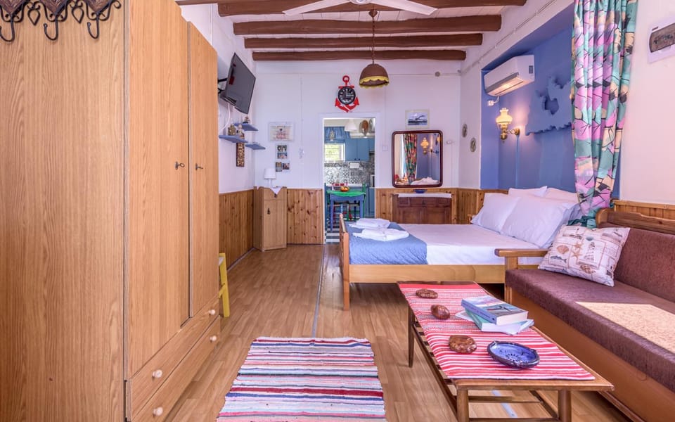 Blue Traditional Boathouse in Klima House in Milos