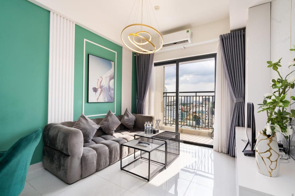 View (from property/room), Balcony/Terrace, Living room, Seating area, air conditioner