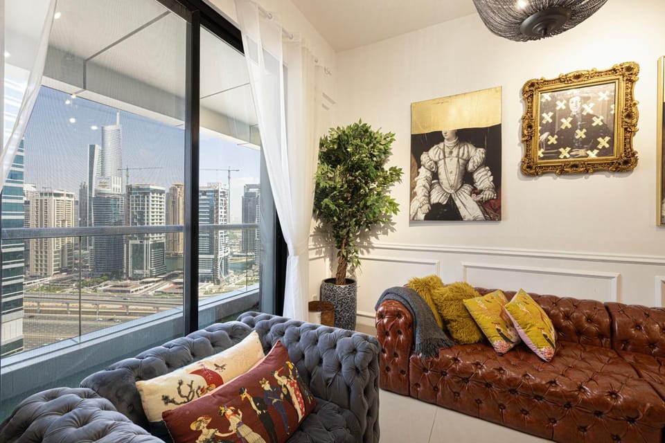 Living room, Seating area, City view