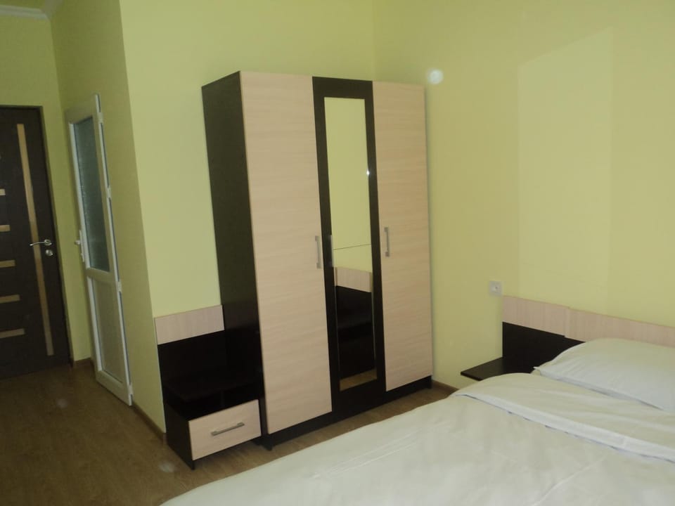 Bed, Bedroom, towels, wardrobe, air conditioner