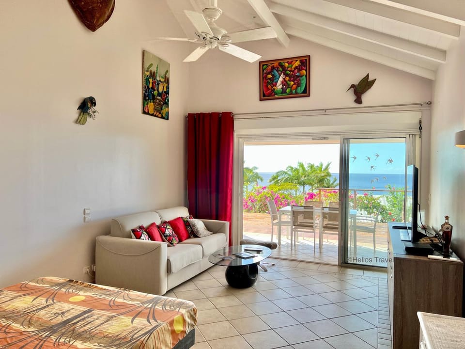 Bed, Natural landscape, View (from property/room), Balcony/Terrace, Living room, Photo of the whole room, Seating area, Bedroom, Sea view, fireplace, air conditioner