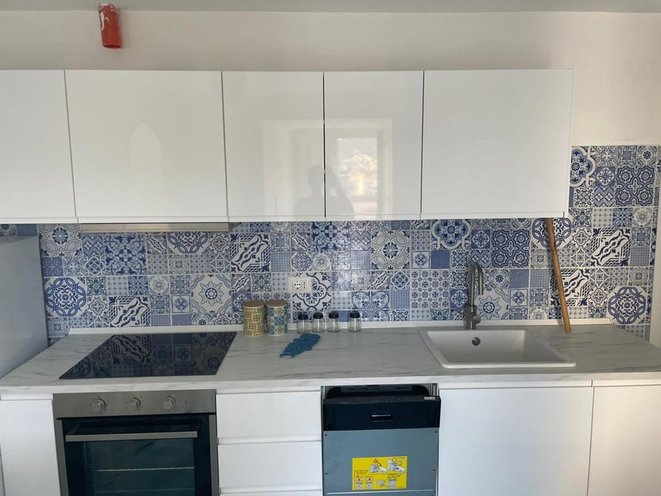 Kitchen or kitchenette, dishwasher, oven, stove