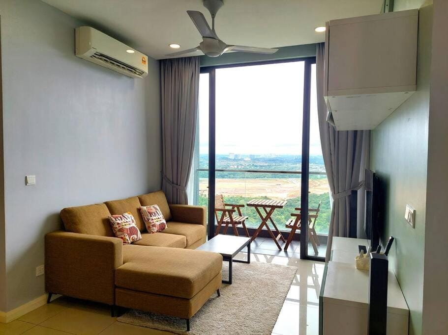 View (from property/room), Seating area, fireplace, air conditioner