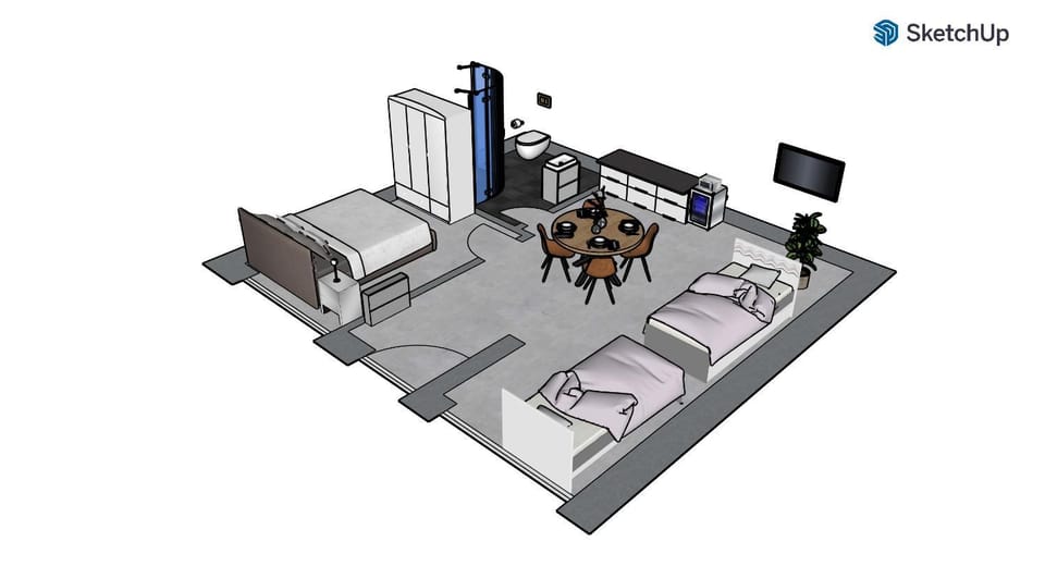 Photo of the whole room, Floor plan