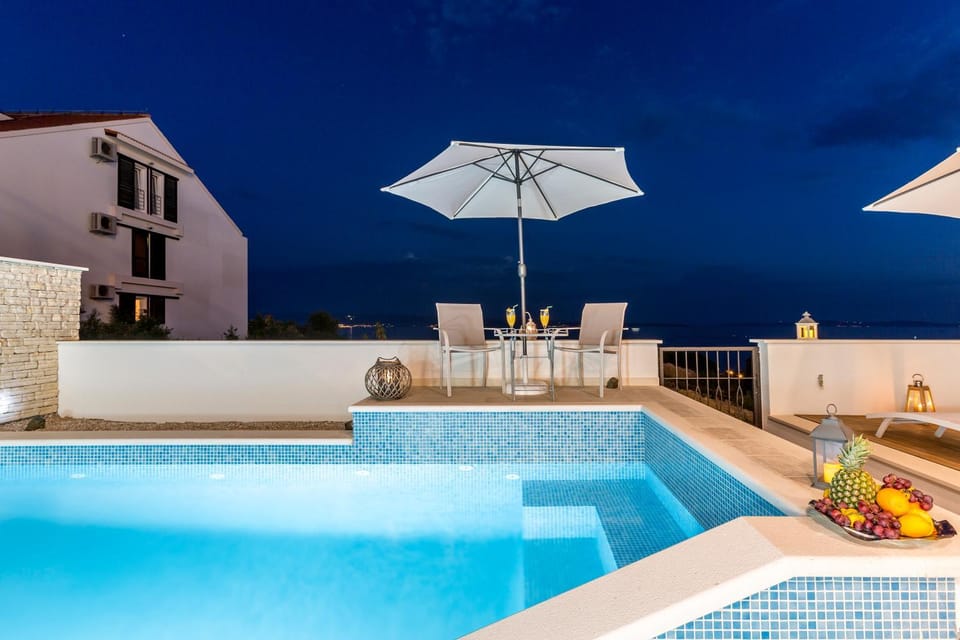Night, Pool view, Swimming pool