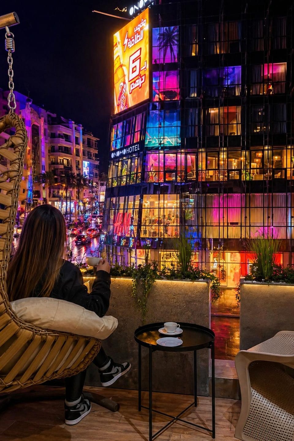 Night, People, Balcony/Terrace, Balcony/Terrace, Seating area, Evening entertainment, City view