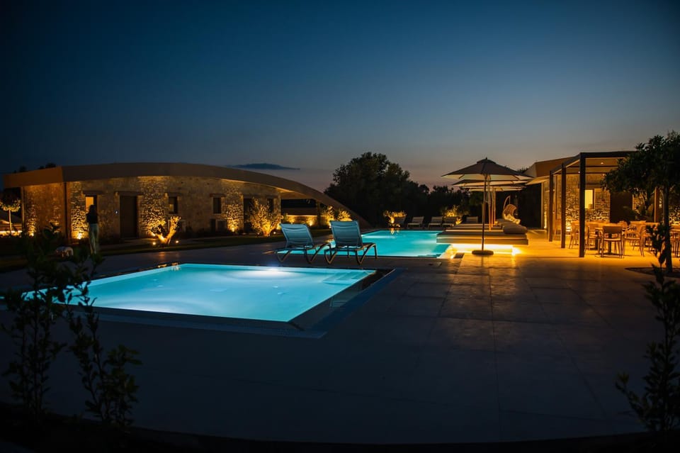 Night, Pool view, Swimming pool