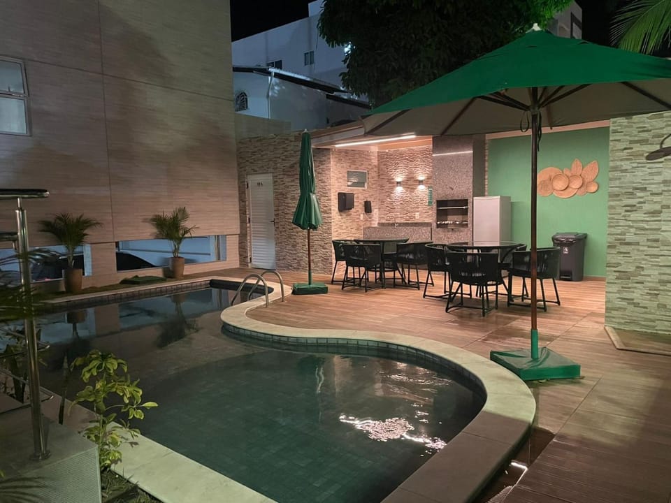 Property building, Night, BBQ facilities, Swimming pool