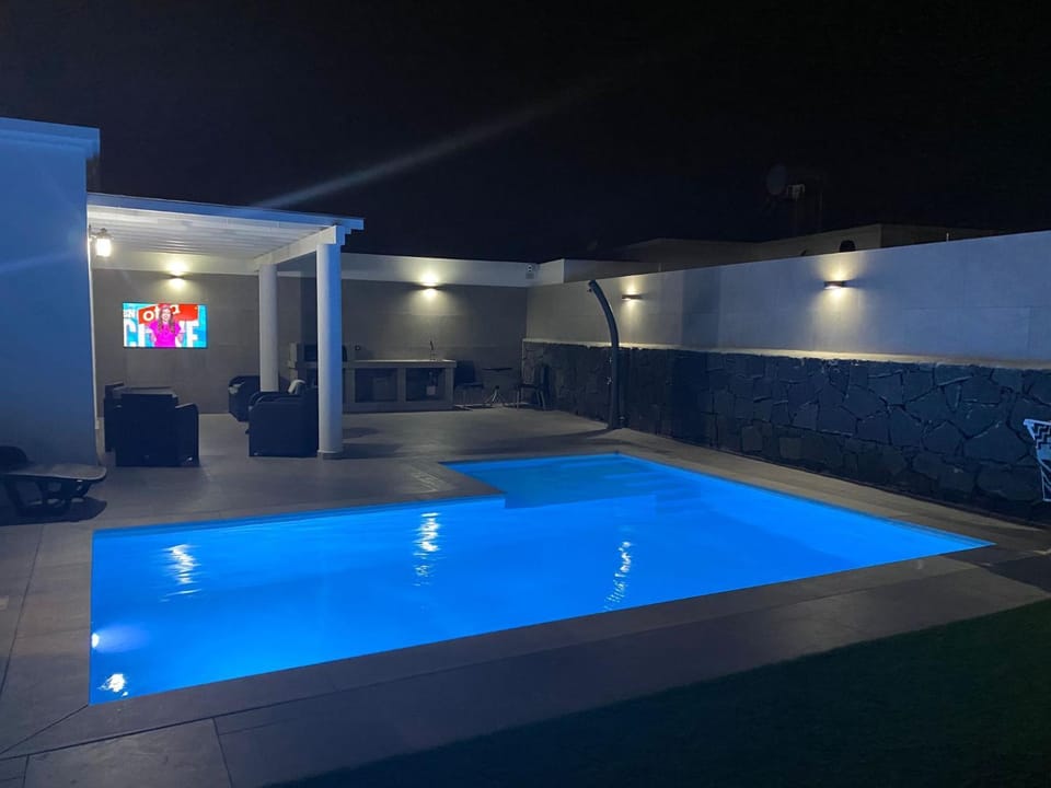 Night, Pool view, Swimming pool