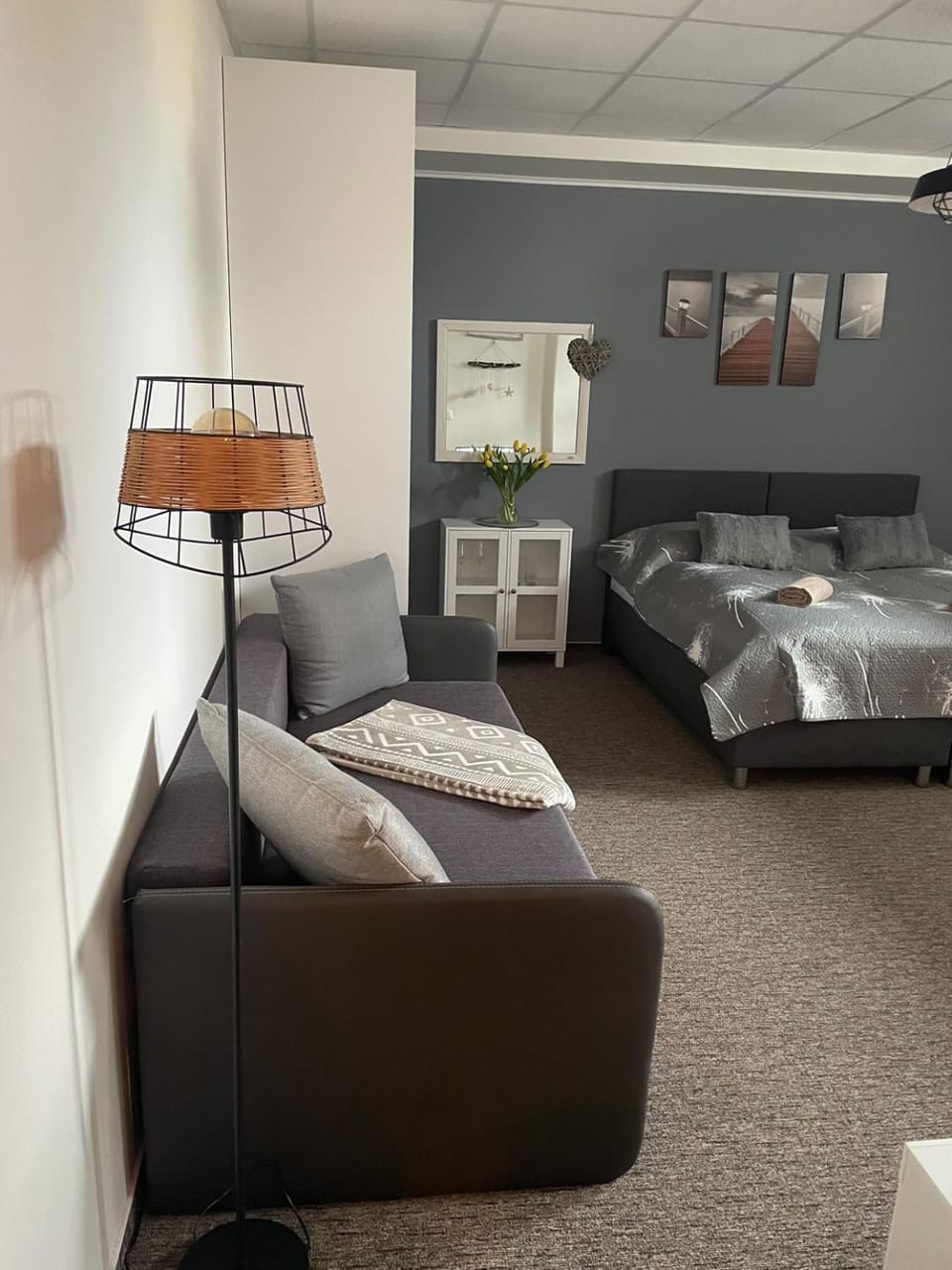 Bed, Living room, Photo of the whole room, Seating area, Bedroom