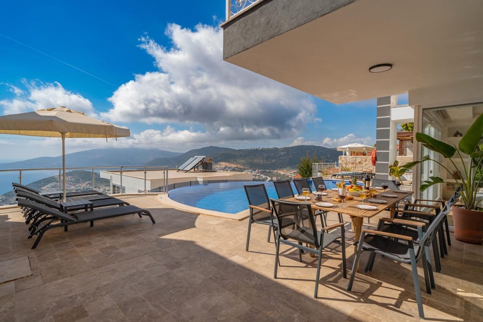 Day, Natural landscape, View (from property/room), Dining area, Mountain view, Pool view, Sea view