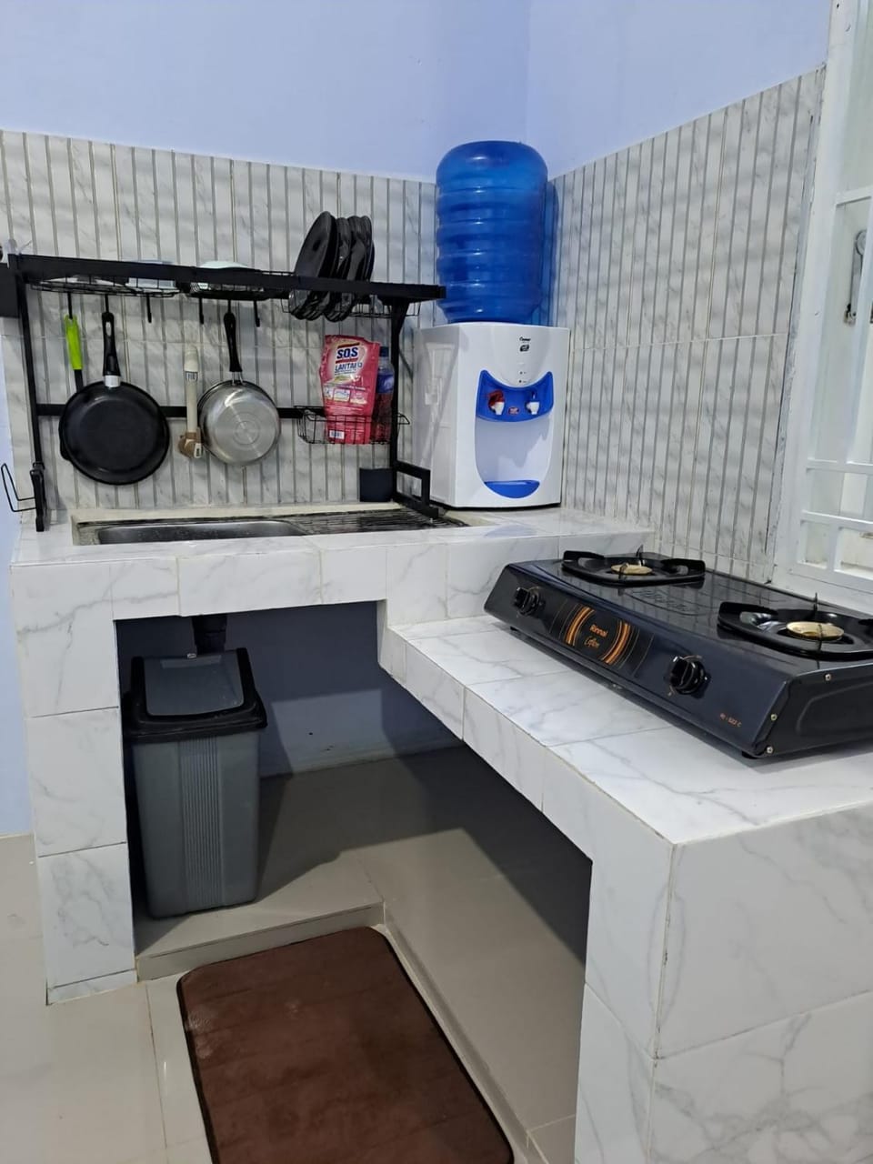 Kitchen or kitchenette, stove