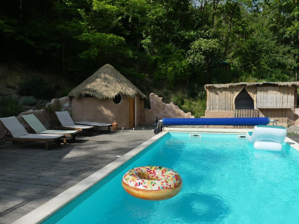 Patio, Natural landscape, Garden view, Pool view, Swimming pool, sunbed