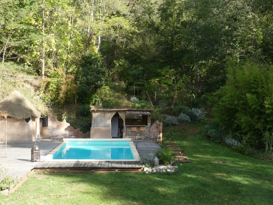 Day, Natural landscape, Garden, Garden view, Pool view, Swimming pool