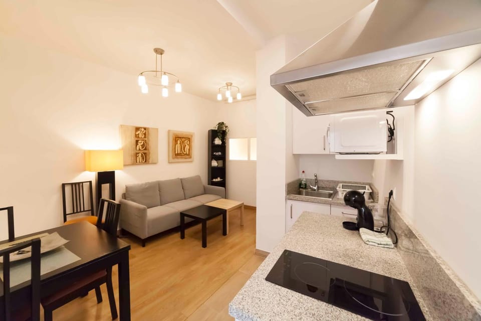 Coffee/tea facilities, Kitchen or kitchenette, Living room, Seating area, Dining area, minibar, stove