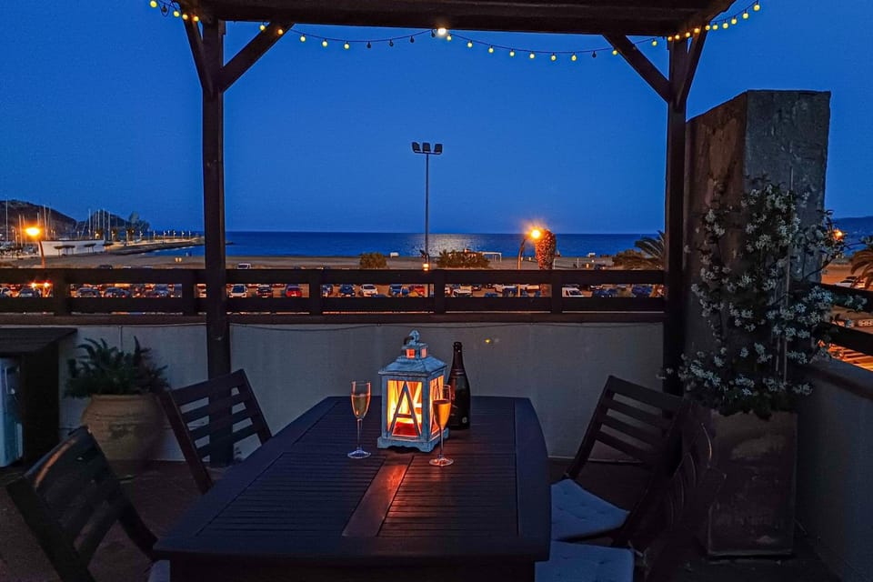 Night, Balcony/Terrace, Sea view, Dinner