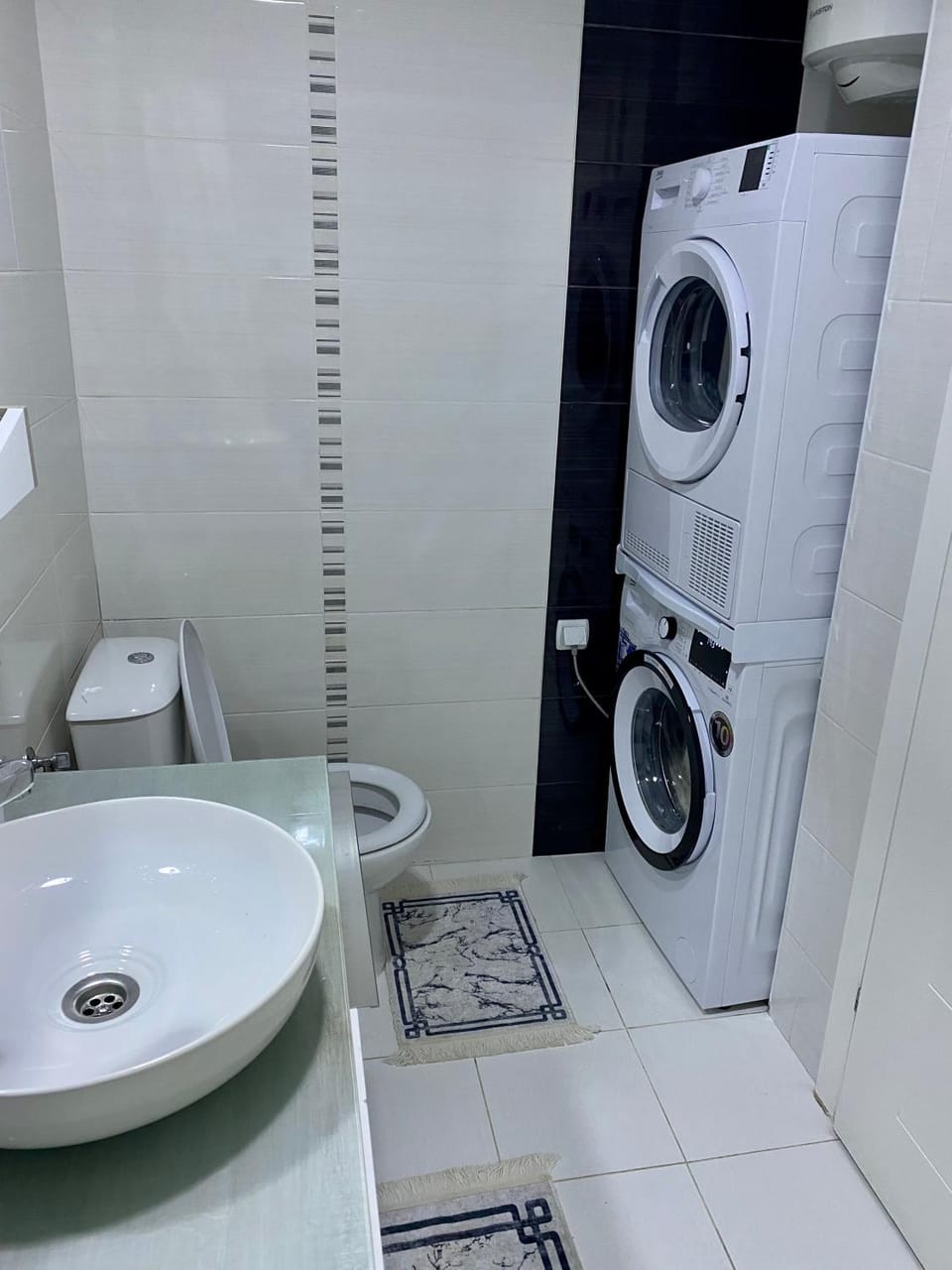 Bathroom, washing machine, dryer