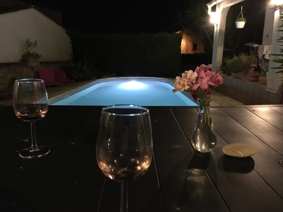 Night, Pool view, Swimming pool