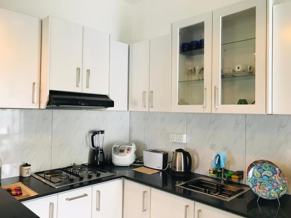 Kitchen or kitchenette, stove, toaster