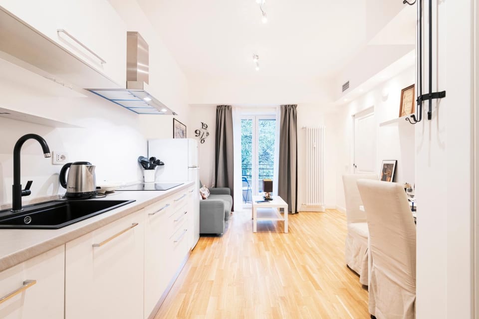 Kitchen or kitchenette, stove