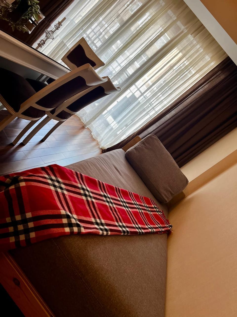 Bed, Living room, Seating area