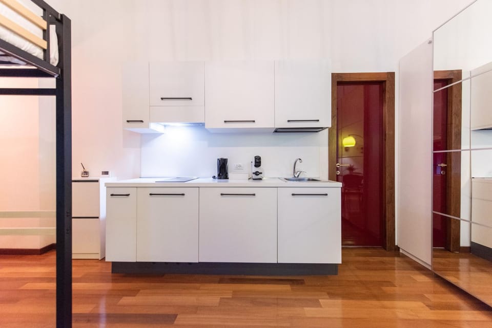 Kitchen or kitchenette, stove, kitchen